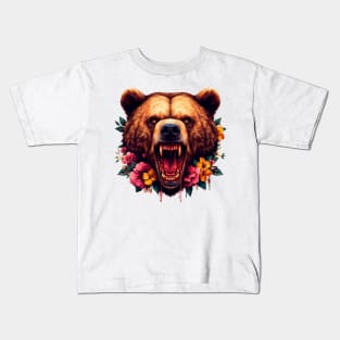 Bloodthirsty bear very angry, he will attack! Kids T-Shirt